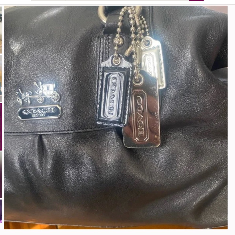Vintage RARE Coach Madison Pearlized BLK Leather Sabrina Satchel Purse - Picture 2 of 10